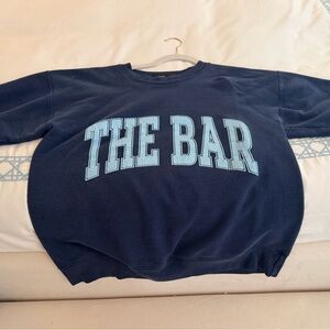 The Bar Varsity Sweatshirt, Size M, Light Blue on Navy